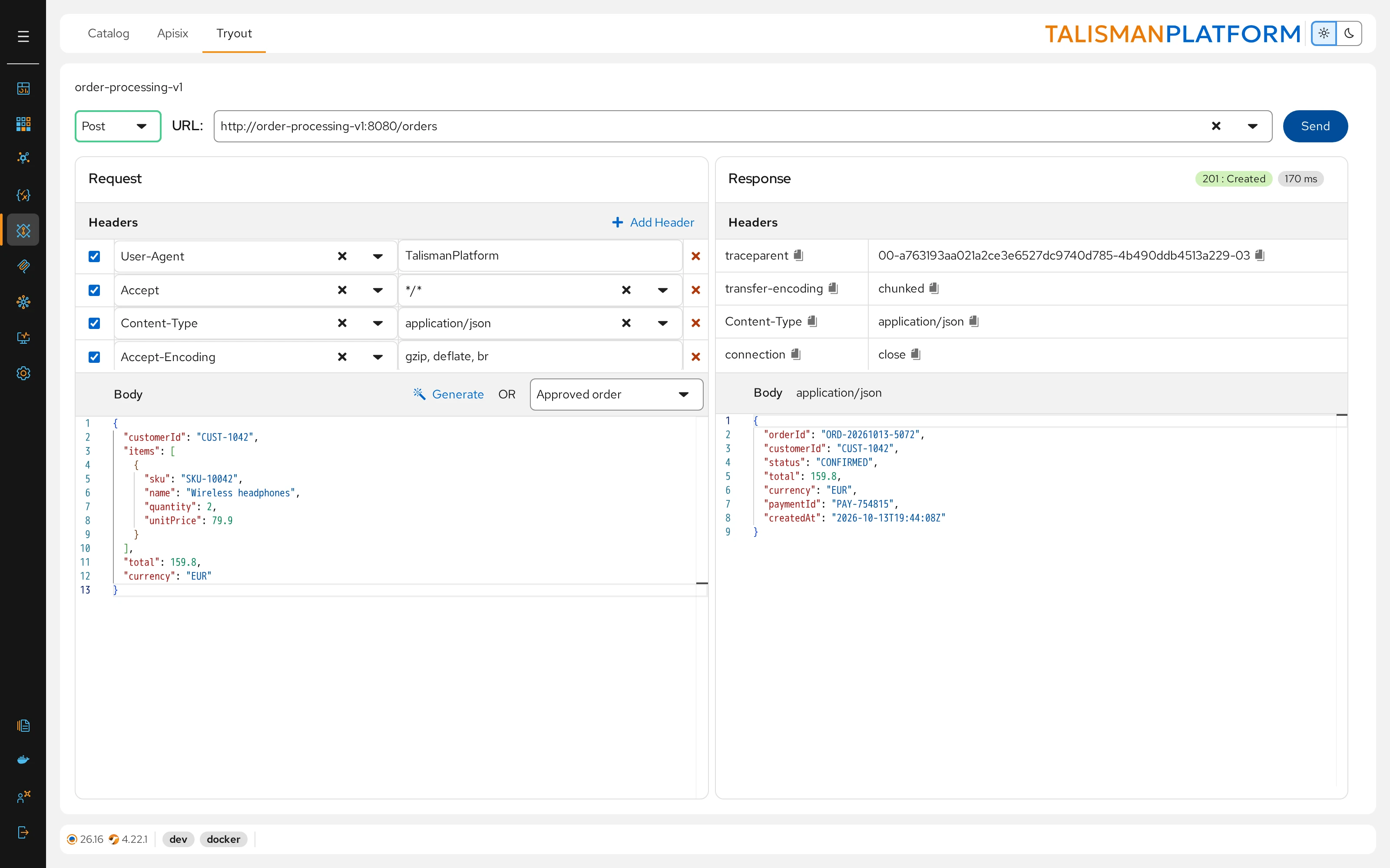 TryOut console for in-browser route and API testing